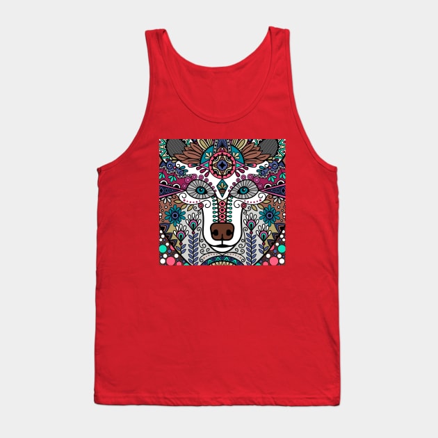 Wolf Head Ornament Geometric Tank Top by Mako Design 